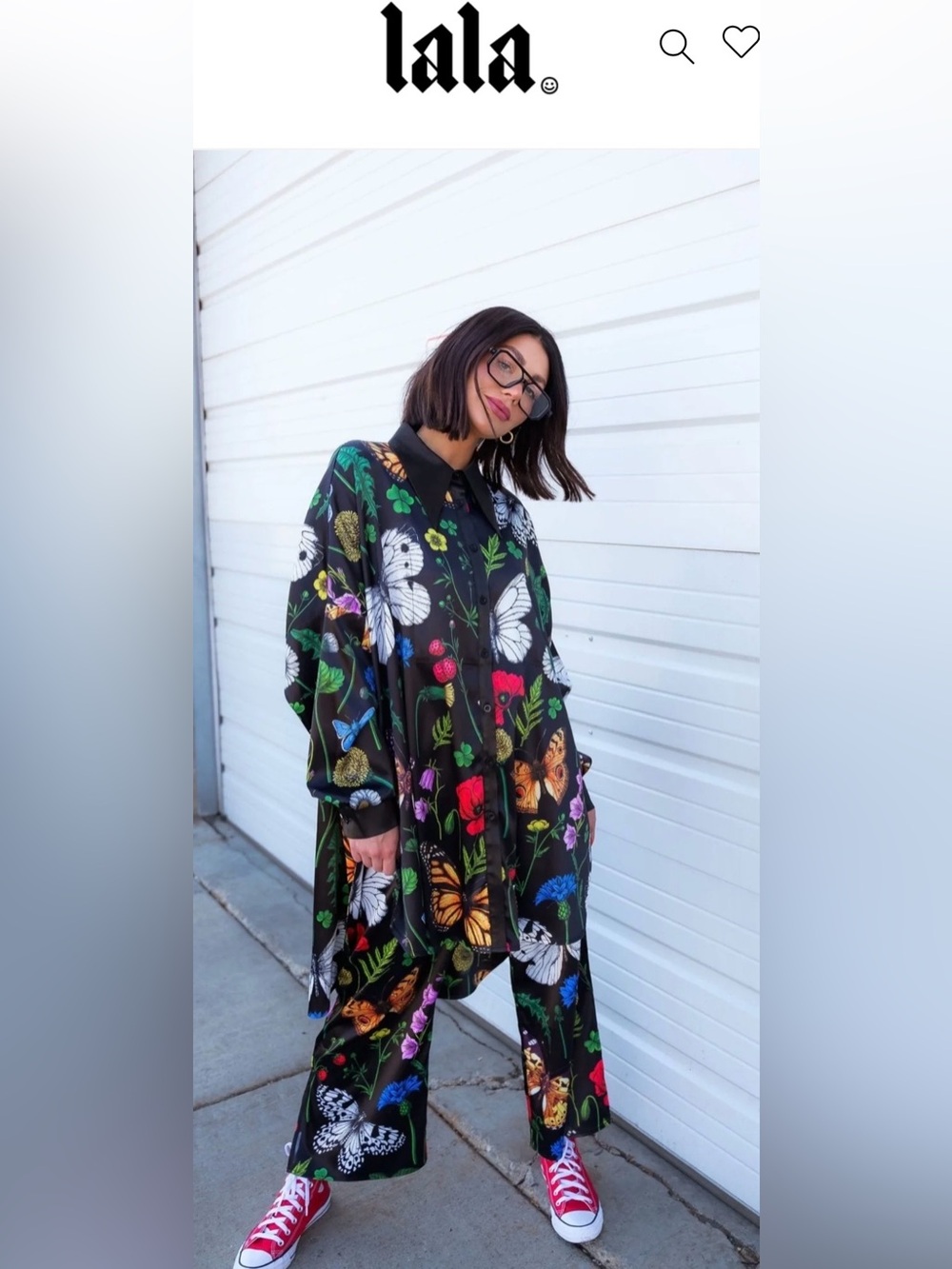 Dressed in Lala Black Floral & Butterfly Oversized Button-Up Shirt